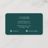 エメラルドグリーンウォーターのカラー抽象芸術 モノグラムの 名刺 (裏面)