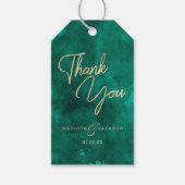 エメラルドグリーンウォーターのカラー&金ゴールド結婚ズサンキュー ギフトタグ (正面)