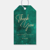 エメラルドグリーンウォーターのカラー&金ゴールド結婚ズサンキュー ギフトタグ (裏面)