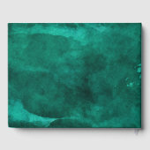 エメラルドグリーンウォーターのカラー&金ゴールド結婚ズモノグラム ゲストブック (裏面)