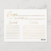 エメラルドグリーンウォーターカラー&金ゴールドブライダルレシピカード ポストカード (裏面)