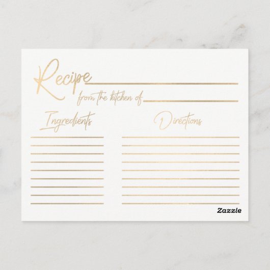 エメラルドグリーンウォーターカラー&金ゴールドブライダルレシピカード ポストカード (裏面)