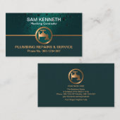 エメラルドグリーンウォータードロップ銅栓タップ配管工 名刺 (正面/裏面)