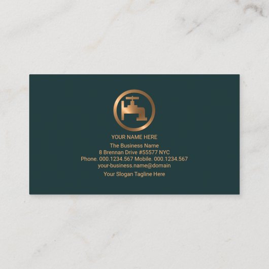 エメラルドグリーンウォータードロップ銅栓タップ配管工 名刺 (裏面)