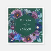 エメラルドグリーンウォーターフローラウィンターウェディング スタンダードカクテルナプキン (正面)