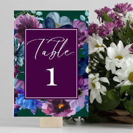 エメラルドグリーンウォーターフローラウィンターウェディング テーブルナンバー