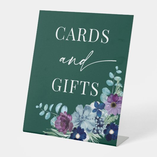 エメラルドグリーンウォーターフローラウィンターウェディング 台座サイン (正面)