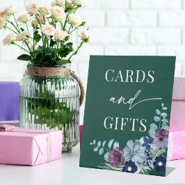 エメラルドグリーンウォーターフローラウィンターウェディング 台座サイン