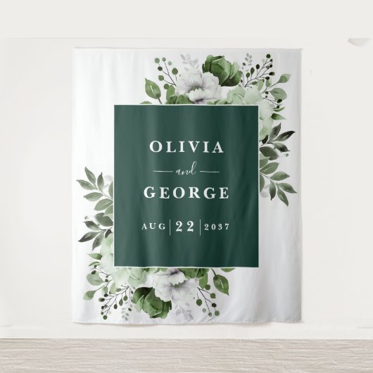 エメラルドグリーンウォーターフローラ写真の背景 タペストリー (正面)