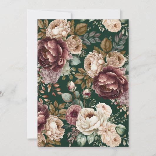 エメラルドグリーンウォーターフローラ結婚式招待状 (裏面)