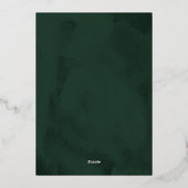 エメラルドグリーンウォーター結婚カラードラマチック金ゴールド 箔招待状 (裏面)