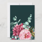 エメラルドグリーンウォーター色バーガンディ結婚フラワーズ セーブザデート (裏面)