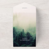 エメラルドグリーンウォーター色パインツ結婚リー オールインワン招待状 (外側)