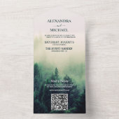 エメラルドグリーンウォーター色パインツ結婚リー オールインワン招待状 (内側)