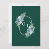 エメラルドグリーンウォーター色フローラエレガントな結婚式 招待状 (裏面)