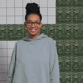 エメラルドグリーンウォールデコールアールヌーボーセラム タイル