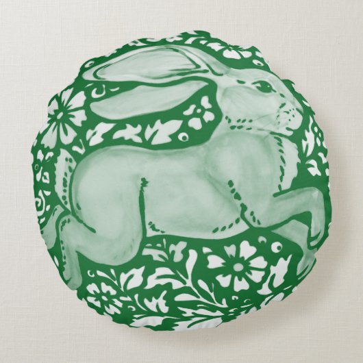 エメラルドグリーンウサギバニーヘアコッタゲコア ラウンドクッション (裏面)