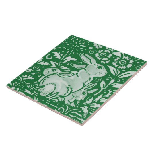 エメラルドグリーンウサギマムファミリーチノワセリエフローラ タイル (側面)
