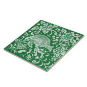 エメラルドグリーンウッドランドアライグマ複雑なフローラ タイル (側面)