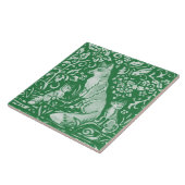 エメラルドグリーンウッドランドキュートキツネ複雑なフローラ タイル (側面)