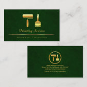 エメラルドグリーンエレガンス金ゴールドブラシ 名刺 (正面/裏面)