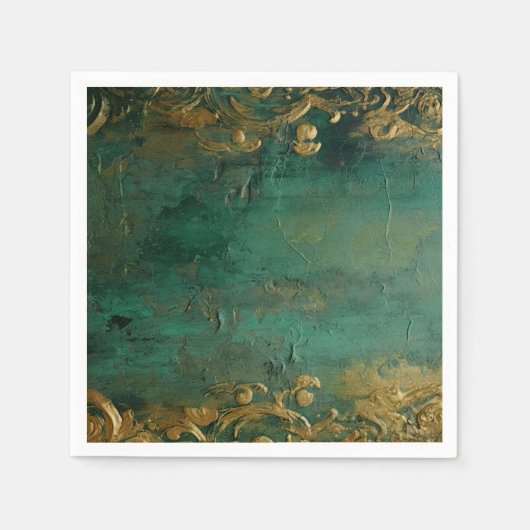 エメラルドグリーンエレガントな結婚式 スタンダードカクテルナプキン (正面)