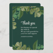 エメラルドグリーンエレガントの素朴な緑の離れが豊かに サンキューカード (正面/裏面)