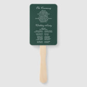 エメラルドグリーンエレガントスクリプト結婚式 プログラム ハンドファン (裏面)