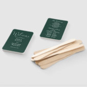 エメラルドグリーンエレガントスクリプト結婚式 プログラム ハンドファン (組立なし)