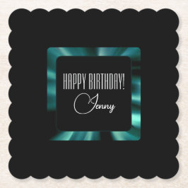 エメラルドグリーンエレガントフローラモダン、デザイン ペーパーコースター