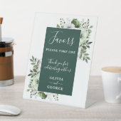 エメラルドグリーンエレガントフローラ結婚式の引き出物 台座サイン (インサイチュ)