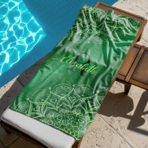 エメラルドグリーンエレガントマンダラモノグラムの