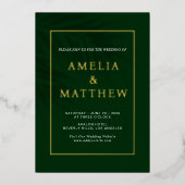 エメラルドグリーンエレガントミニマモダンリスト結婚ズ 箔招待状 (正面)