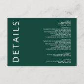 エメラルドグリーンエレガントミモダンミラ結婚リスト エンクロージャーカード (正面)