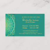 エメラルドグリーンエレガント金ゴールドライトマンダラ 名刺 (裏面)