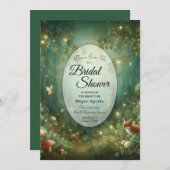 エメラルドグリーンエンチャントフォレストブライダルシャワー 招待状 (正面/裏面)