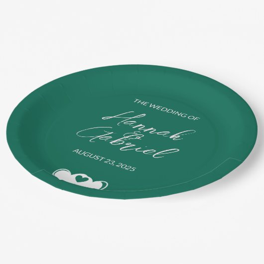 エメラルドグリーンカスタムウェディング ペーパープレート (アングル)