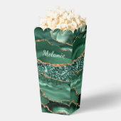 エメラルドグリーンカスタム金ゴールドあなたの名前ポップコーンボックス フェイバーボックス (はじけた状態)