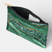 エメラルドグリーンカスタム金ゴールドお名前 アクセサリーポーチ (見開き)