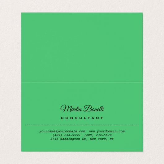 エメラルドグリーンカラープレインミニマリスト 名刺 (外部フラット)