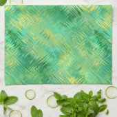 エメラルドグリーンガラス質感 キッチンタオル (折り畳み)