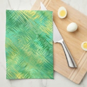 エメラルドグリーンガラス質感 キッチンタオル (四つ折り)