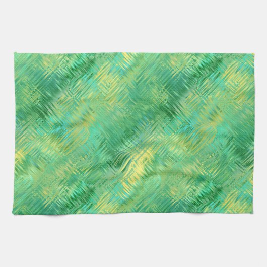 エメラルドグリーンガラス質感 キッチンタオル (横)