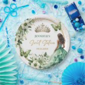 エメラルドグリーンガールプリンセスティアラフローラスウィート16 ペーパープレート (パーティー)