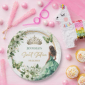 エメラルドグリーンガールプリンセスティアラフローラスウィート16 ペーパープレート (パーティー)