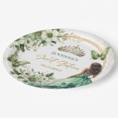 エメラルドグリーンガールプリンセスティアラフローラスウィート16 ペーパープレート (アングル)