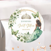 エメラルドグリーンガールプリンセスティアラフローラスウィート16 ラウンドシール