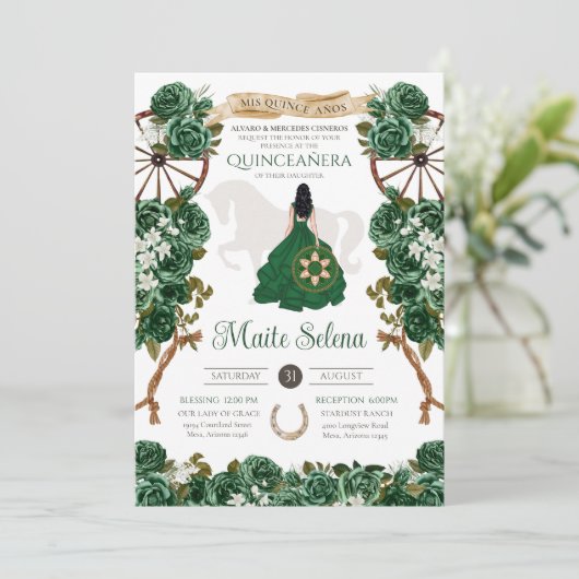 エメラルドグリーンキンセアニェラエレガントバラシャルロ 招待状 (スタンド正面)