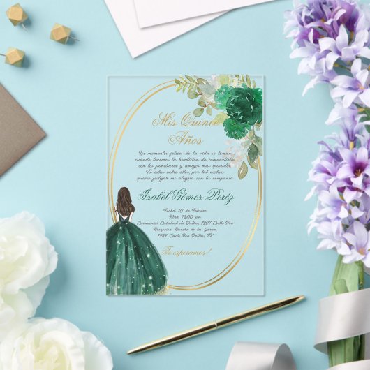 エメラルドグリーンキンセアニェラシルエット アクリル招待状 (インサイチュ (ウェディング))