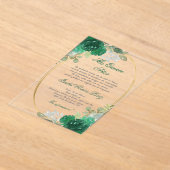 エメラルドグリーンキンセアニェラシルエット アクリル招待状 (レイダウン)